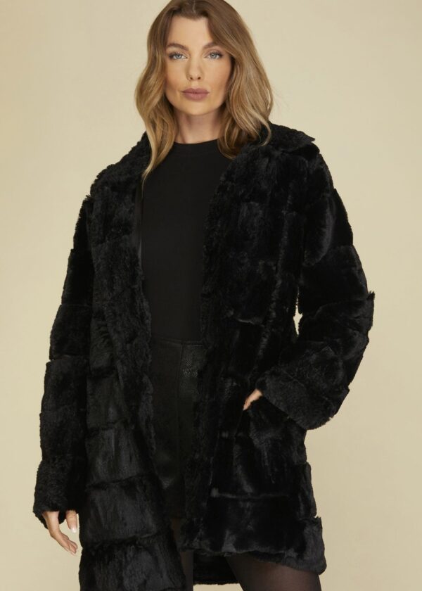 BLACK FAUX FUR COAT