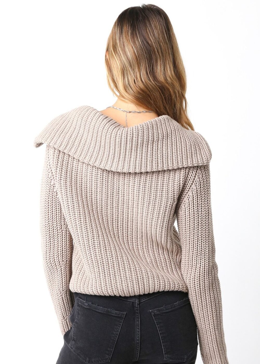 KHAKI RIBBED KNIT CHUNKY CARDIGAN