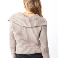 KHAKI RIBBED KNIT CHUNKY CARDIGAN