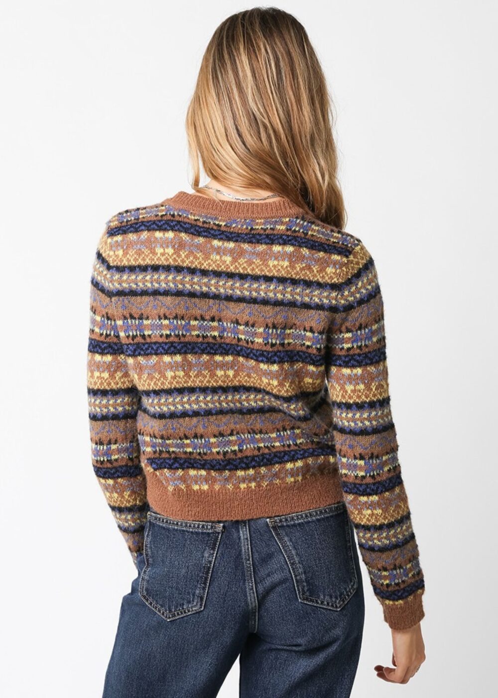 BROWN, BLUE, AND YELLOW FAIR ISLE SWEATER