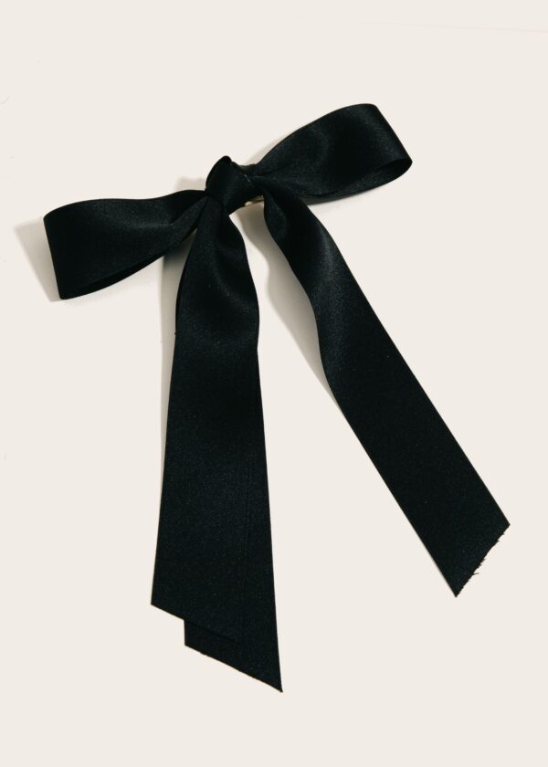 BLACK SATIN HAIR BOW