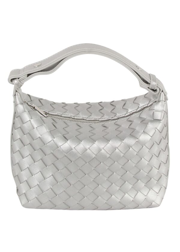 SILVER BASKET WEAVE PURSE