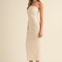 NUDE SEQUIN MAXI DRESS