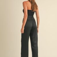 BLACK BUSTIER JUMPSUIT WITH RHINESTONE ACCENTS