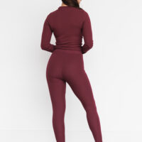 BURGUNDY RIBBED KNIT SET