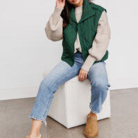 GREEN QUILTED PUFFER VEST