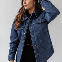 DARK WASH QUILTED DENIM JACKET