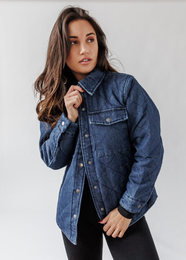 DARK WASH QUILTED DENIM JACKET