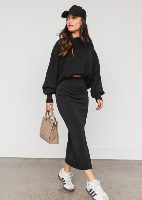 BLACK MAXI PENCIL SKIRT