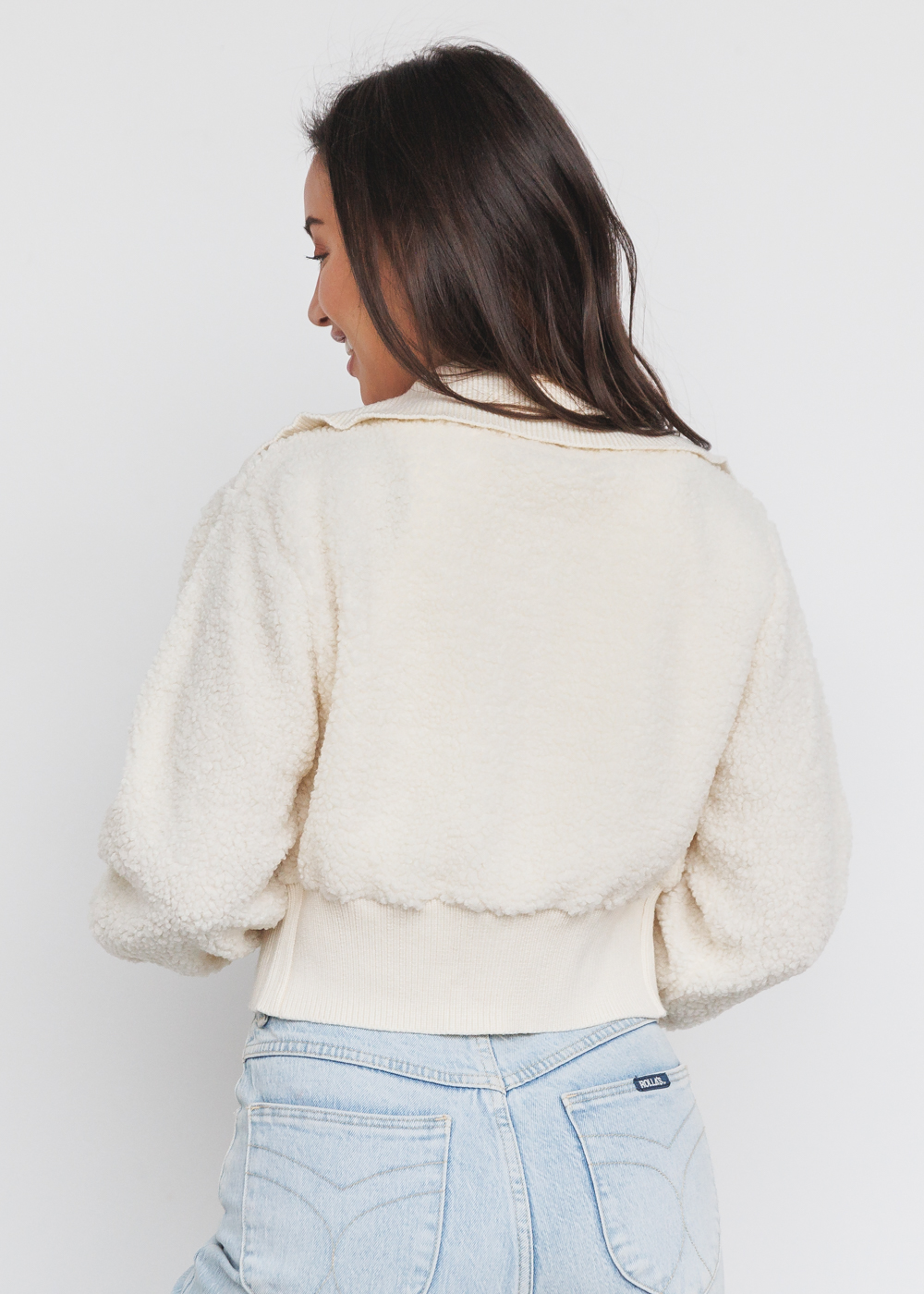 IVORY SHERPA CROPPED CARDIGAN