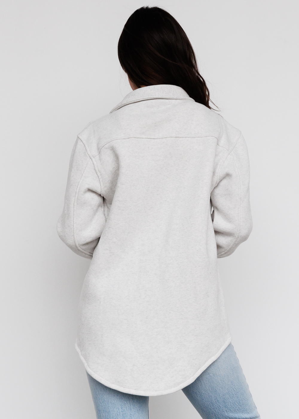 HEATHER WHITE FLEECE SHACKET