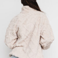 IVORY FLEECE CABLE KNIT SWEATSHIRT