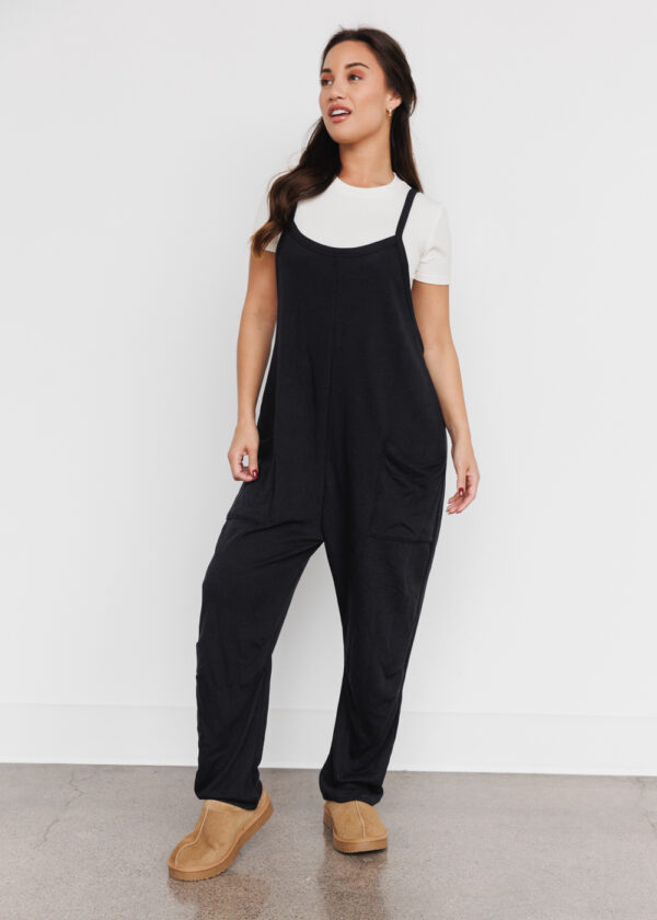 BLACK FRENCH TERRY JUMPSUIT