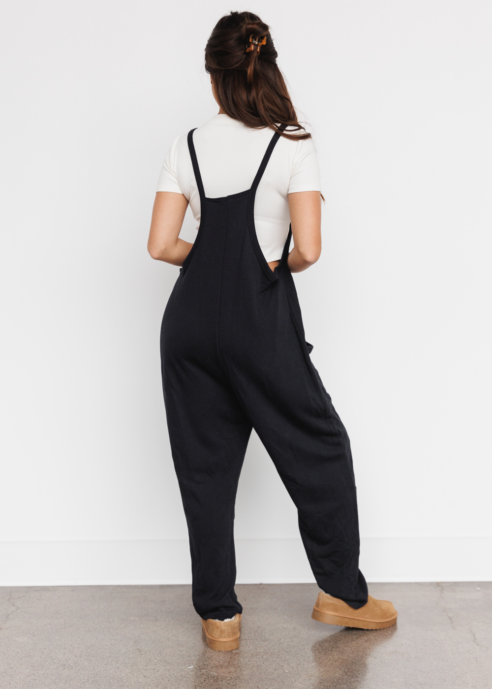 BLACK FRENCH TERRY JUMPSUIT