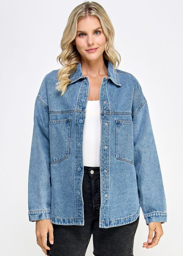 MEDIUM WASH DENIM SHACKET