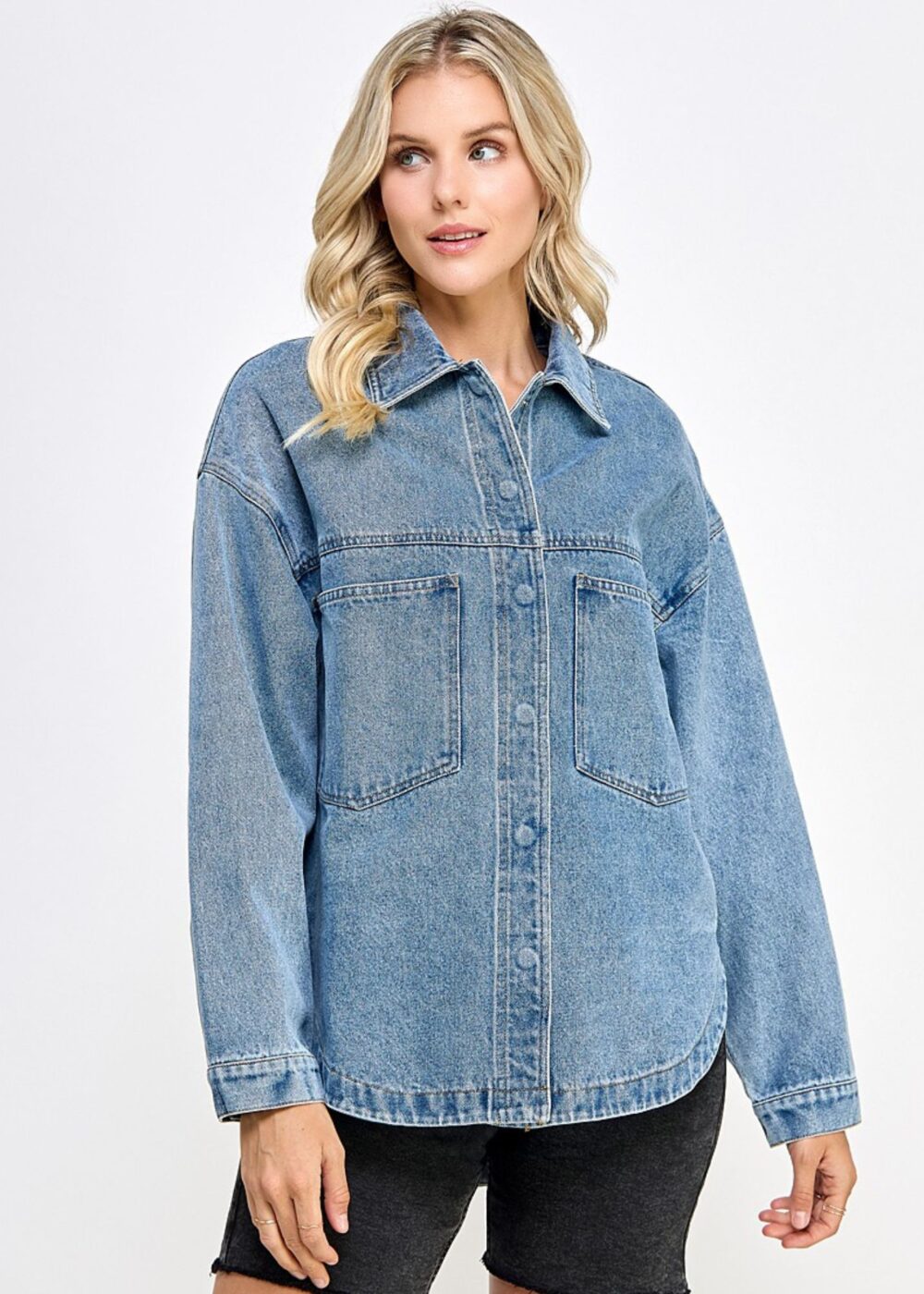 MEDIUM WASH DENIM SHACKET