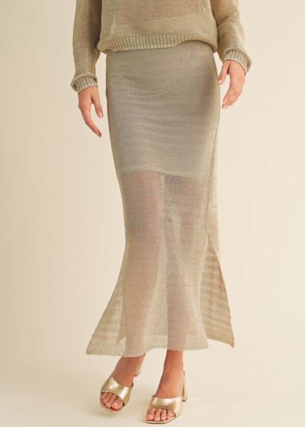 GOLD METALLIC SHEER KNIT SKIRT