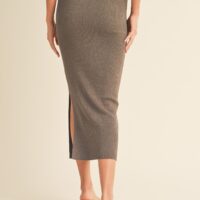 BRONZE RIBBED KNIT SKIRT