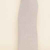 ECRU RIBBED KNIT MAXI SKIRT