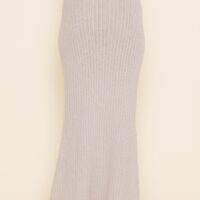 ECRU RIBBED KNIT MAXI SKIRT