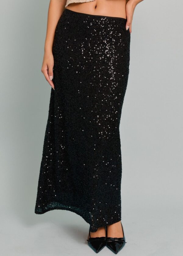 BLACK SEQUIN MAXI SKIRT