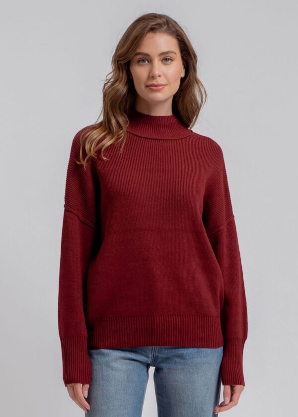 RED MOCK NECK SWEATER