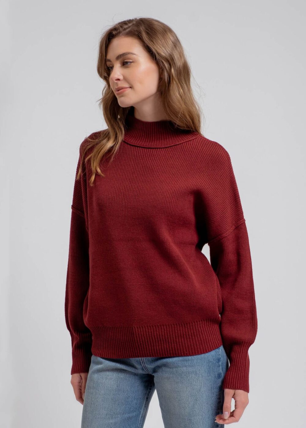 RED MOCK NECK SWEATER