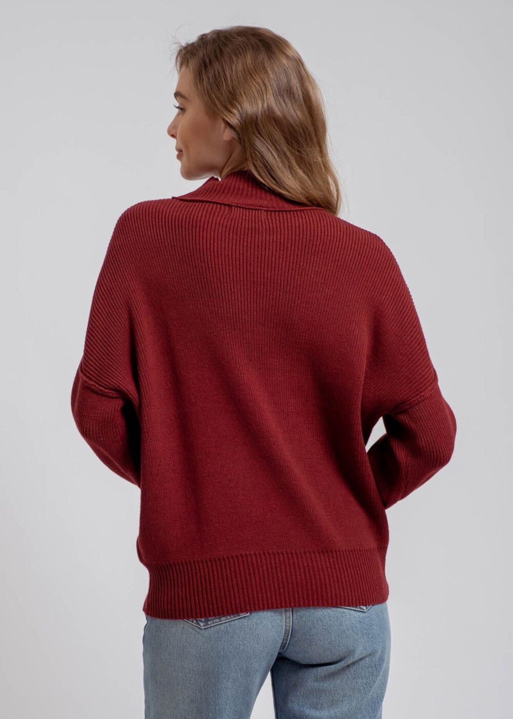 RED MOCK NECK SWEATER