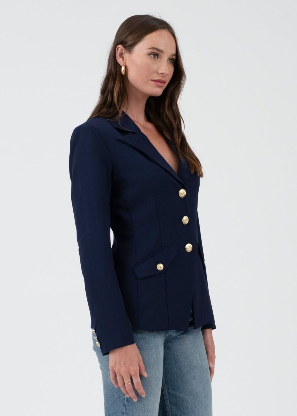 NAVY BLAZER WITH GOLD BUTTONS