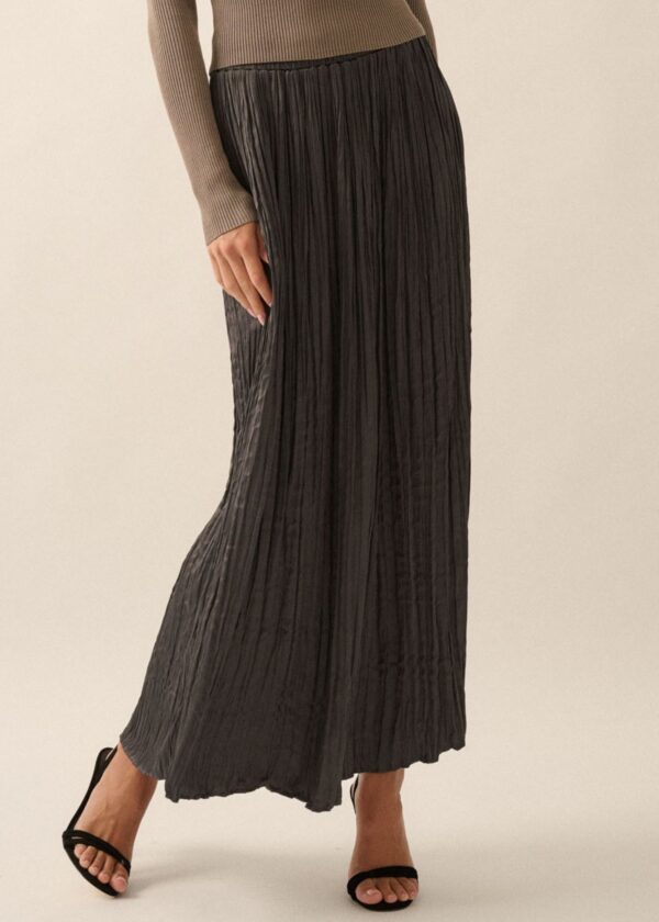 CHARCOAL GREY PLEATED MAXI SKIRT