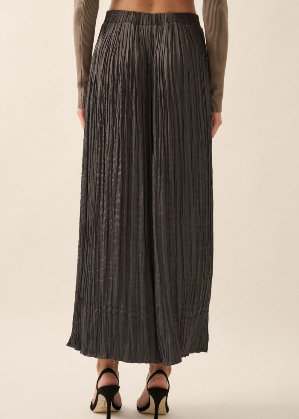 CHARCOAL GREY PLEATED MAXI SKIRT