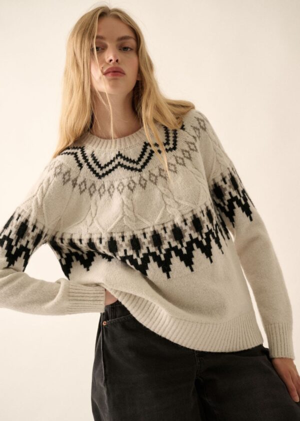 SILVER GREY ALPINE KNIT SWEATER