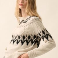 SILVER GREY ALPINE KNIT SWEATER