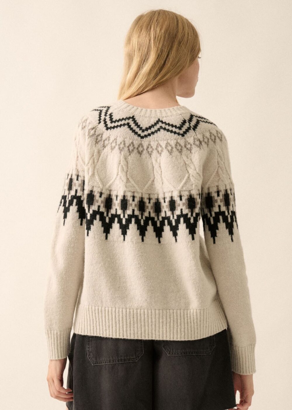 SILVER GREY ALPINE KNIT SWEATER