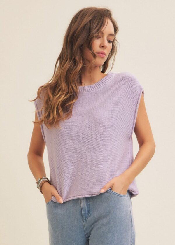 LAVENDER SLEEVELESS SWEATER TOP