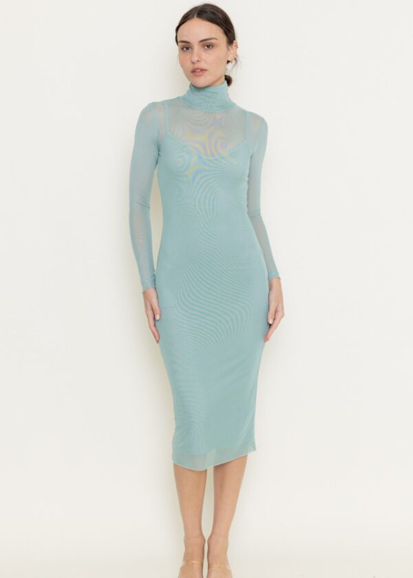 SAGE GREEN MESH BODYCON DRESS