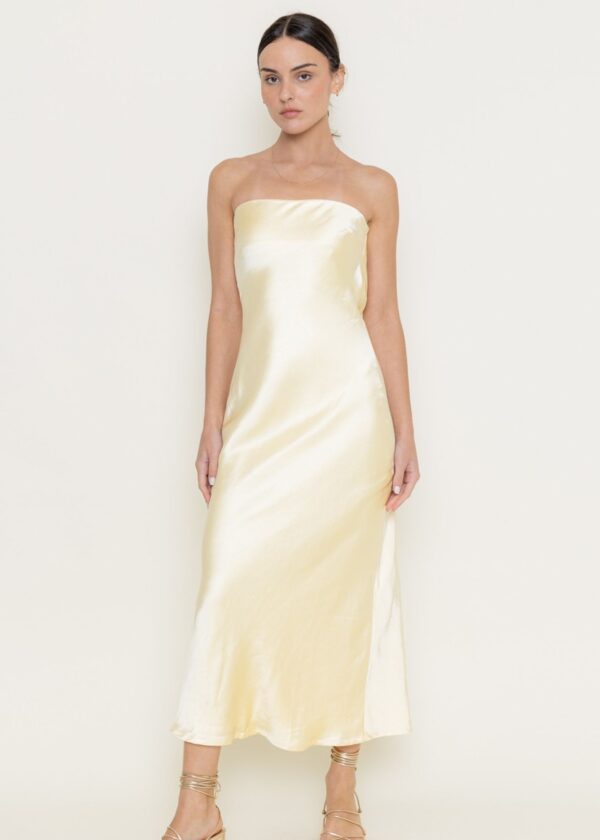 LEMON YELLOW STRAPLESS SLIP DRESS