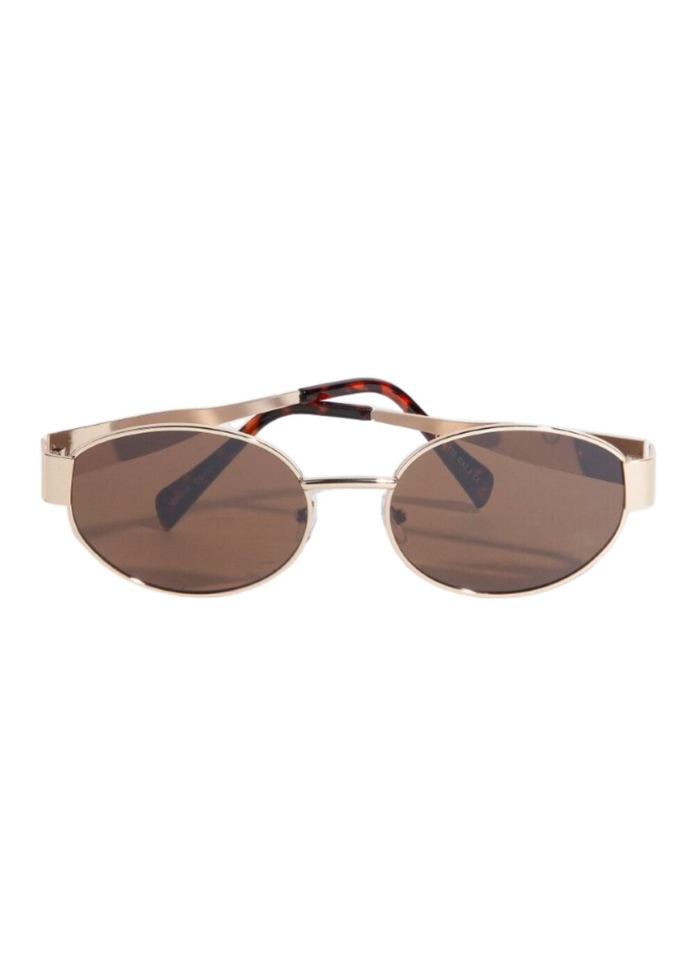 GOLD OVAL FRAME SUNGLASSES WITH BROWN LENSES