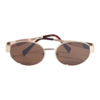 GOLD OVAL FRAME SUNGLASSES WITH BROWN LENSES