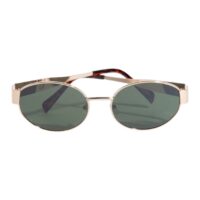 GOLD OVAL FRAME SUNGLASSES WITH GREEN LENSES