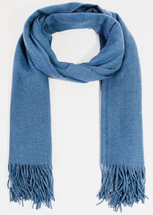 BLUE WINTER SCARF WITH TASSEL TRIM