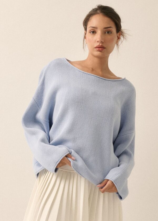 PERIWINKLE BLUE OVERSIZED RIB KNIT SWEATER