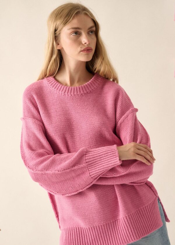 PINK OVERSIZED KNIT SWEATER