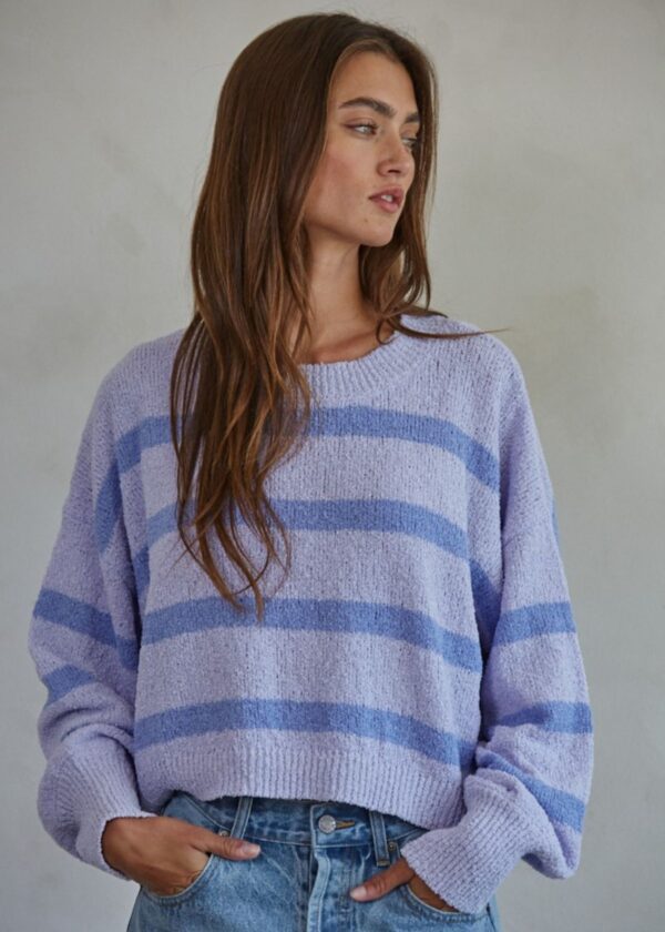 LILAC AND PERIWINKLE BLUE STRIPE SWEATER