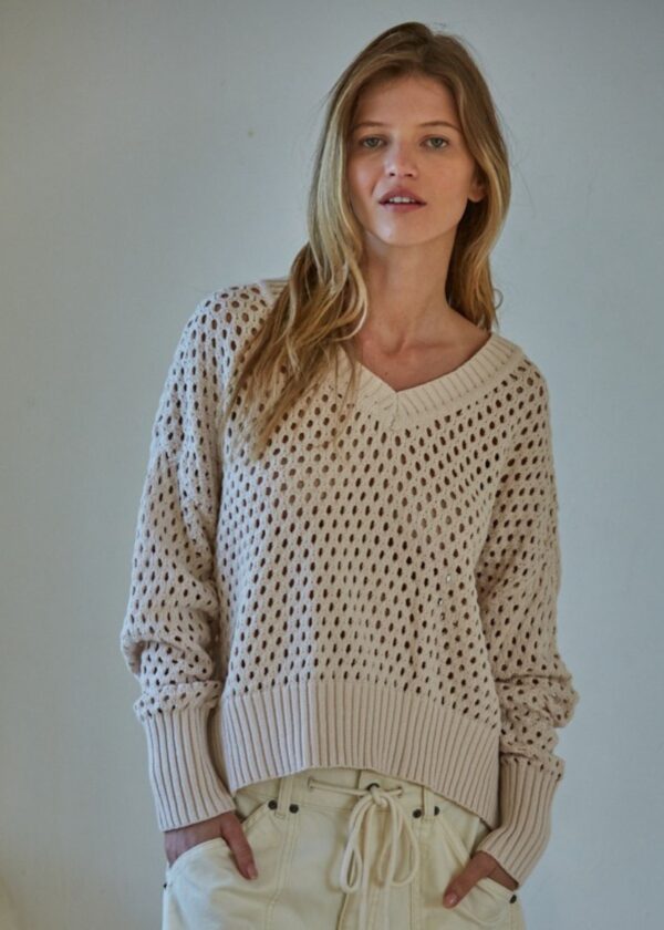 ALMOND OPEN KNIT SWEATER