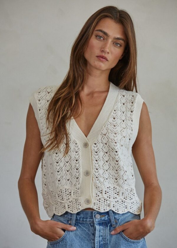 CREAM CROCHET VEST