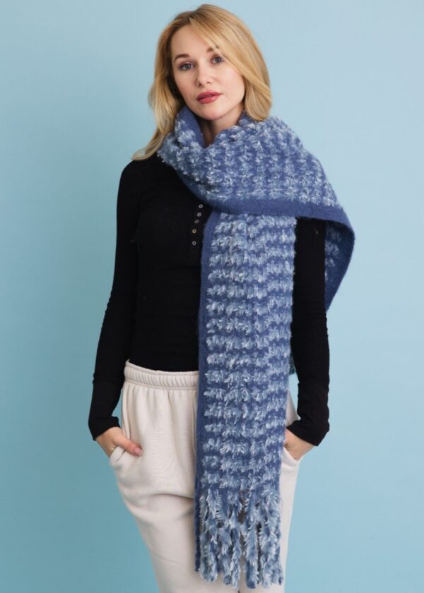 BLUE CHENILLE STRIPE SCARF