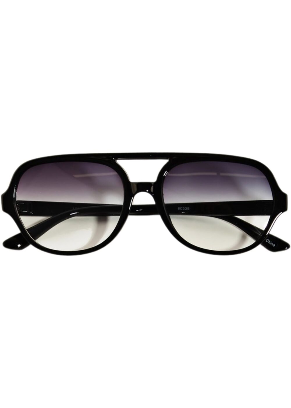 BLACK FRAMED THIN DOUBLE BRIDGE SUNGLASSES WITH BLACK TINTED LENSES