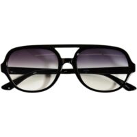 BLACK FRAMED THIN DOUBLE BRIDGE SUNGLASSES WITH BLACK TINTED LENSES