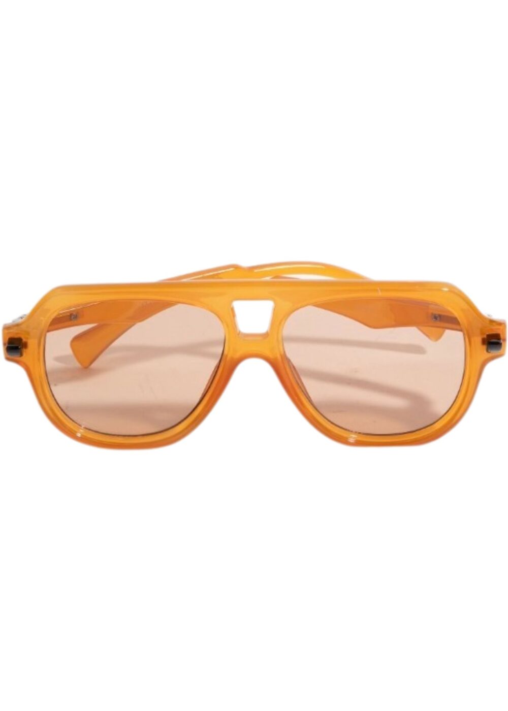 ORANGE FRAMED DOUBLE BRIDGE SUNGLASSES WITH YELLOW TINTED LENSES